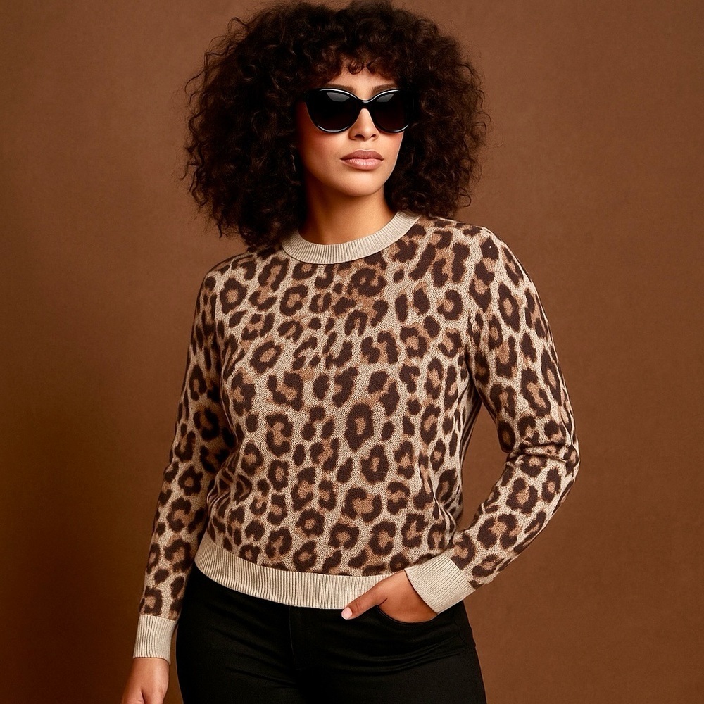 A New Day Leopard Print Crewneck Sweater Small – Baddie / Mob Wife Chic